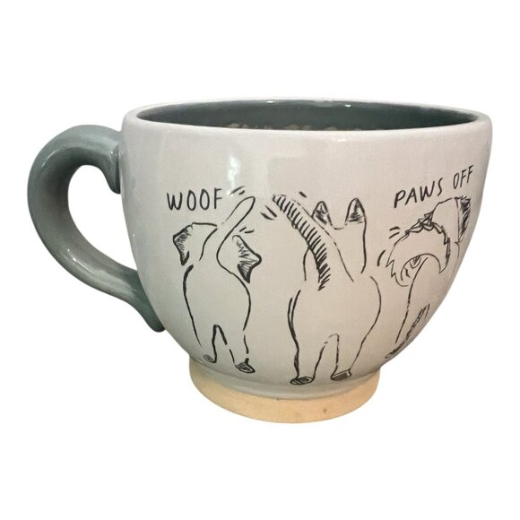 Mud Pie, Talk To The Tail, Ceramic Dog Mug 4.5" Tall Blue & White - Picture 1 of 7